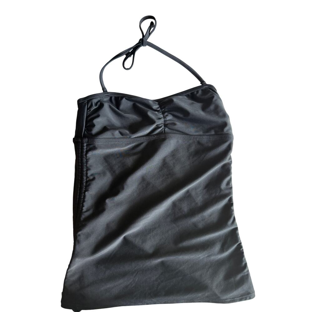Old Navy Black Halter Tankini Swim Top Small Ruched Side Adjustable